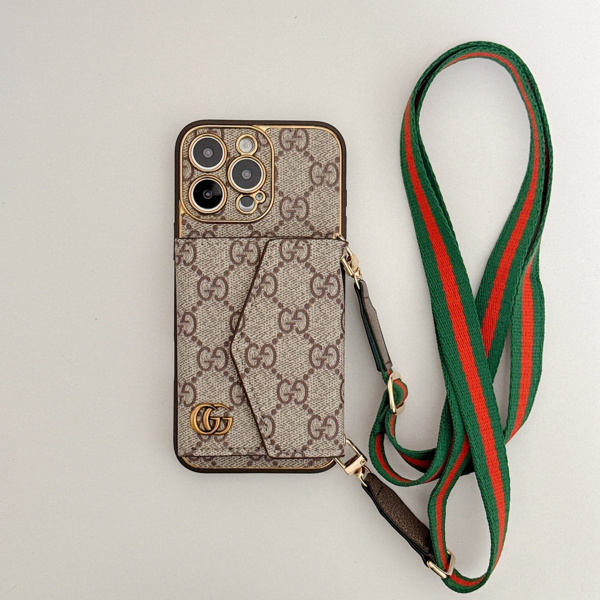 AAOO Luxury Canvas Leather Card Holder iPhone Case