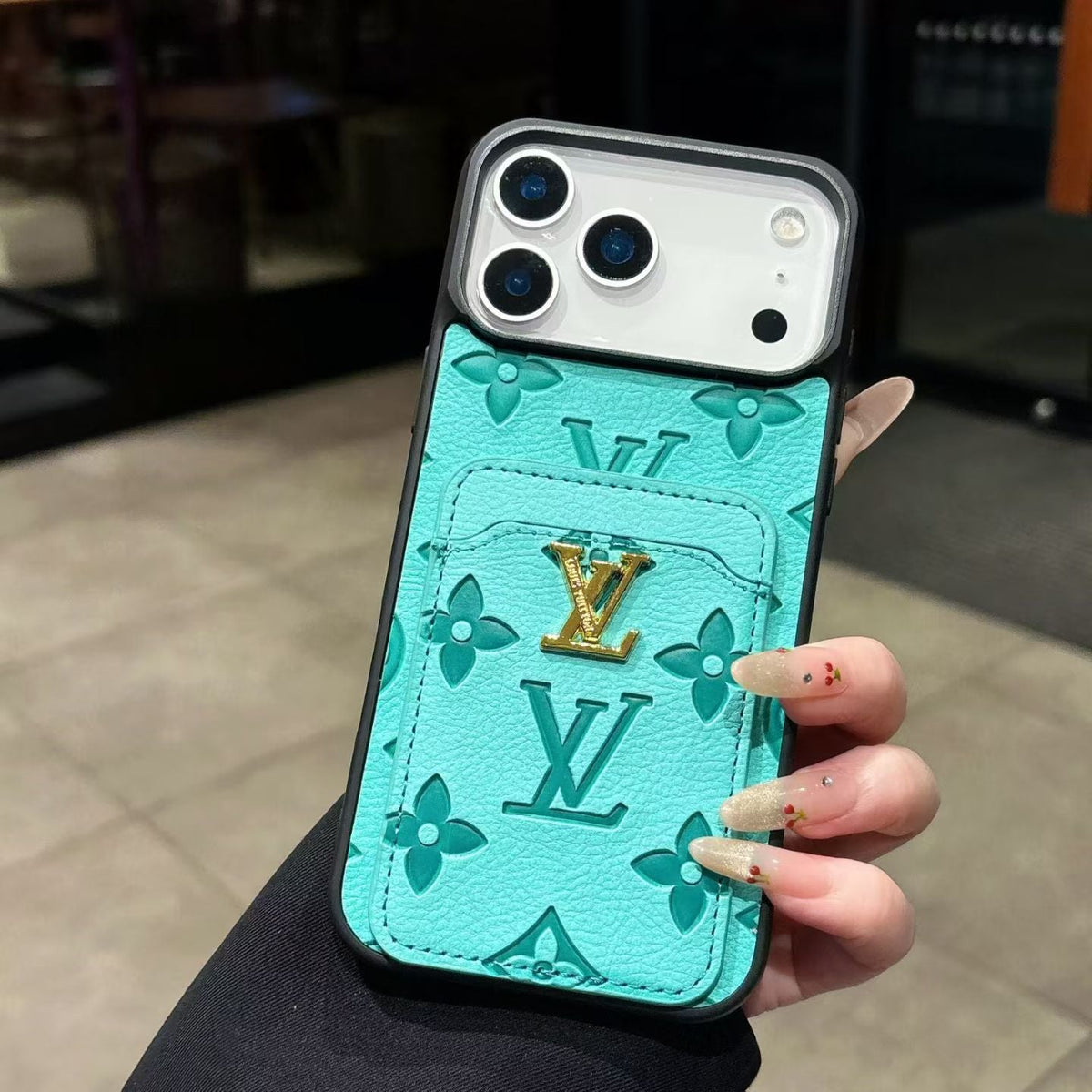 AAOO Premium Textured Phone Case with Integrated Card Slot for iPhone 12-17 Series