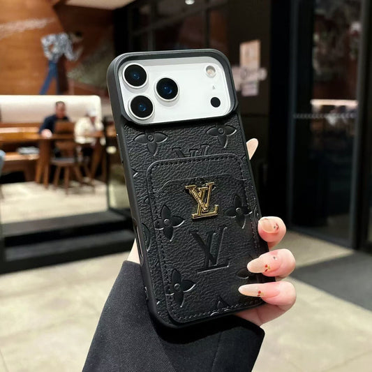 AAOO Premium Textured Phone Case with Integrated Card Slot for iPhone 12-17 Series