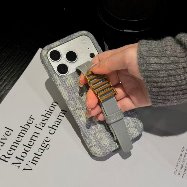AAOO Luxuriöse Handyhülle mit verstellbarem, goldfarbenem Handriemen für iPhone 12-17 Serien