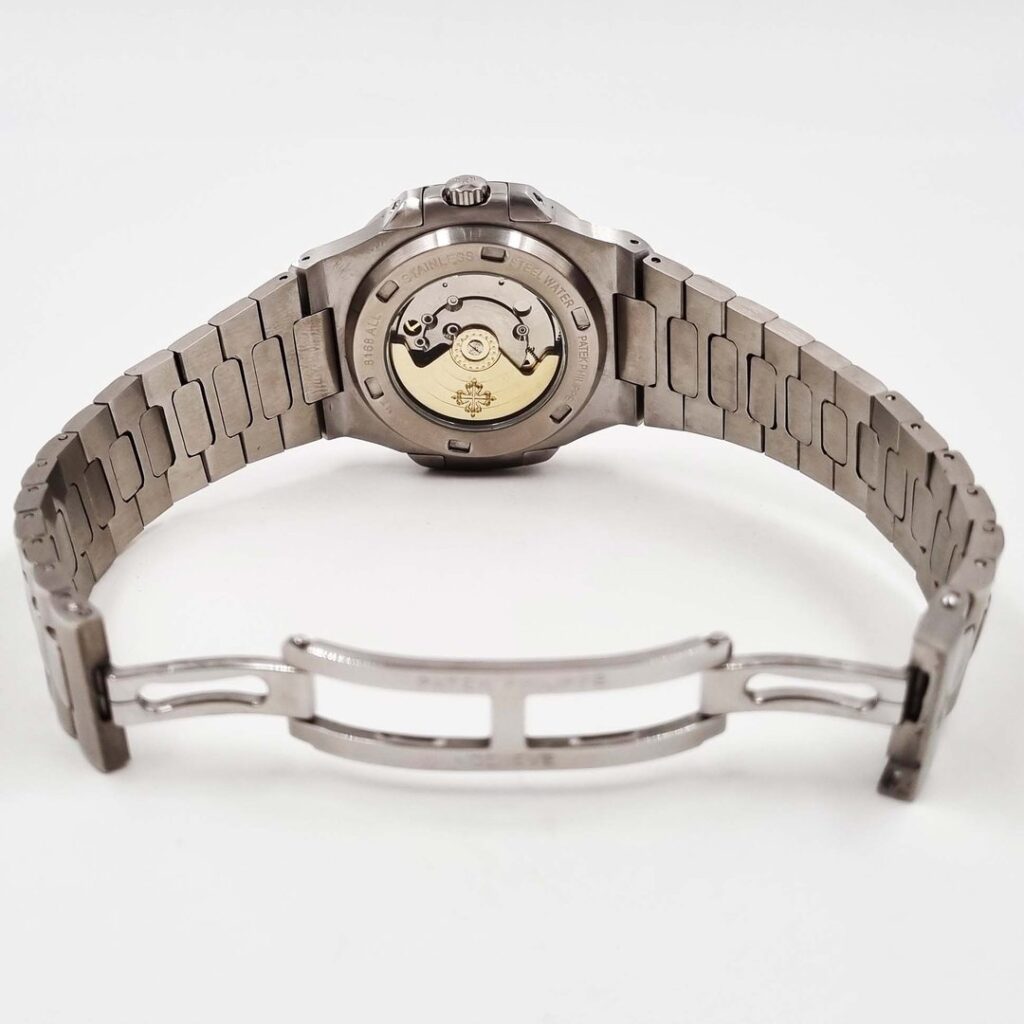 AAOO Nautilus Silver Black Sertie Watch