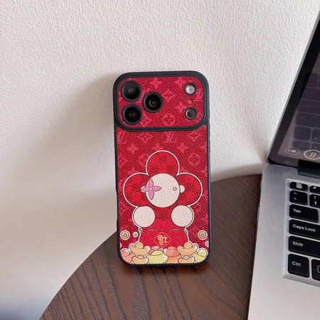 AAOO Luxury Floral Mascot Phone Case for iPhone 13-17