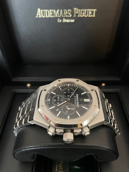 AAOO Royal Oak 41MM Chronograph Armbanduhr mit schwarzem Zifferblatt