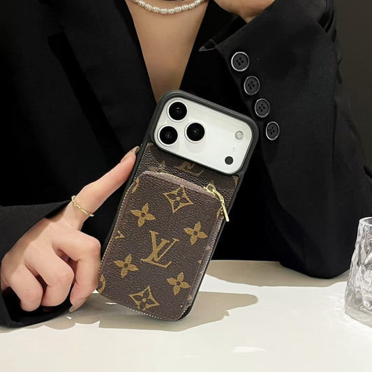AAOO Luxury Leather Wallet Card Holder Crossbody iPhone Case For iPhone 12-17 Series