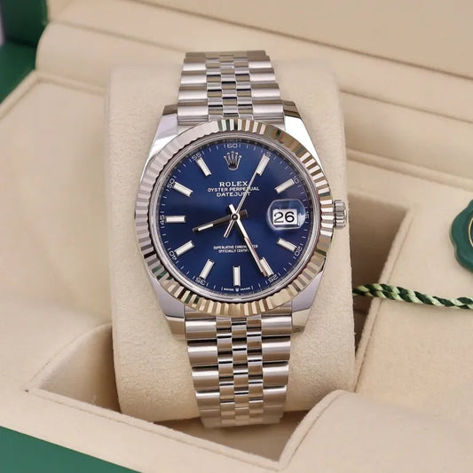 AAOO Datejust Uhr mit blauem Strichzifferblatt