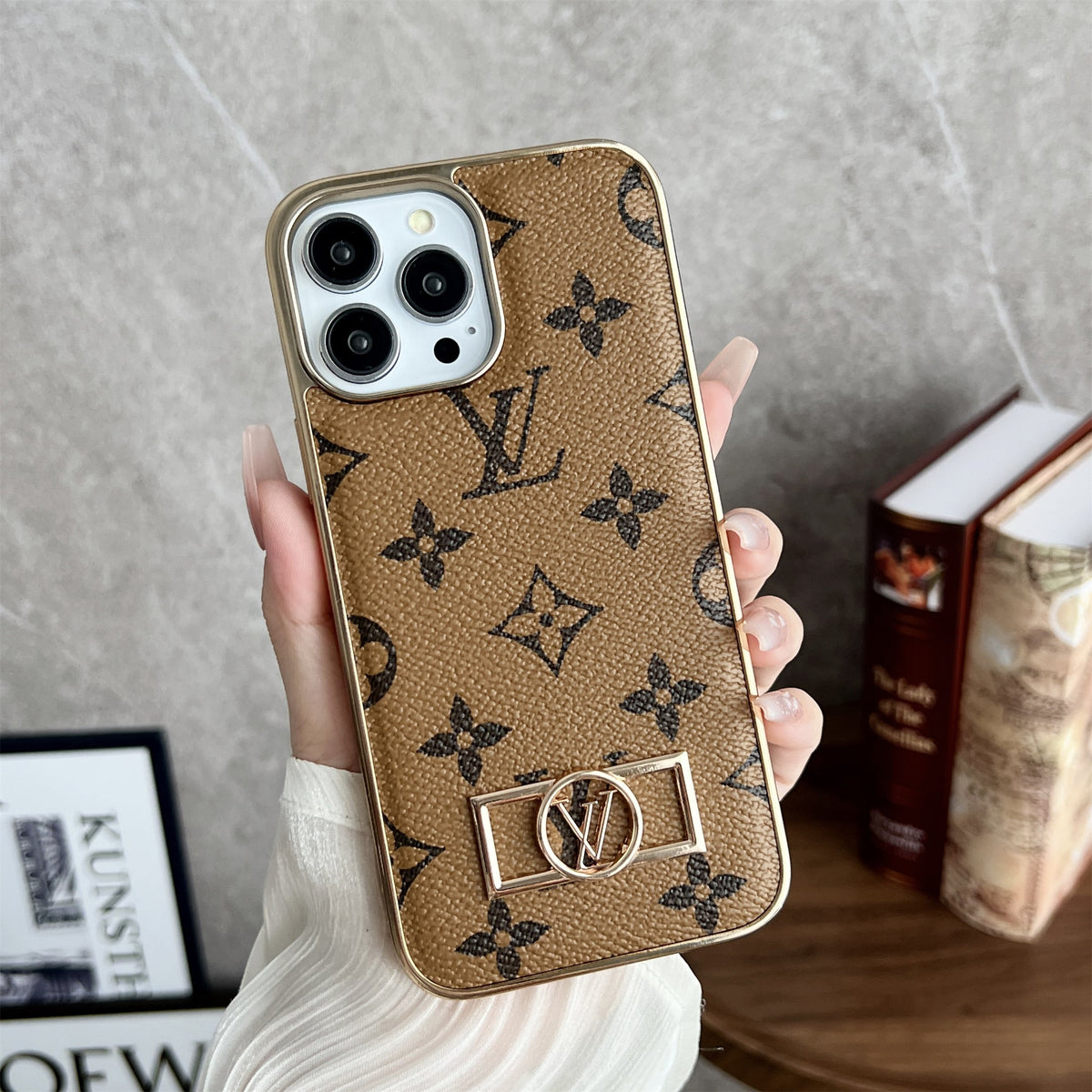 AAOO CANVAS LEATHER PREMIUM ELECTROPLATING FOR IPHONE – Phone Case