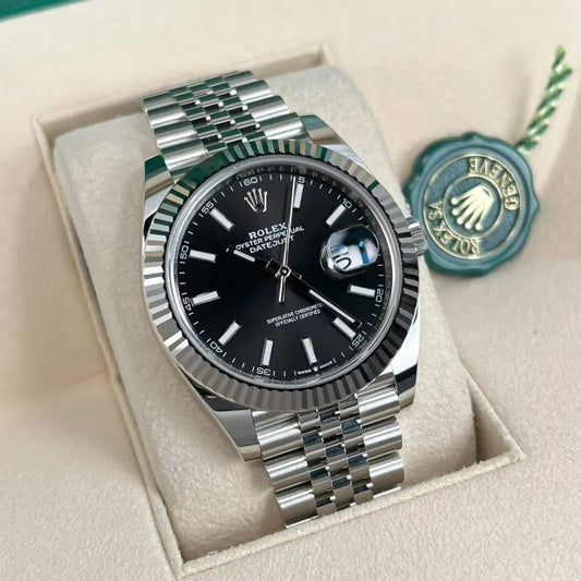 AAOO Datejust Schwarz Strichzifferblatt Uhr
