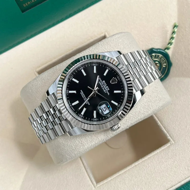 AAOO Datejust Noir Stick Dial Watch