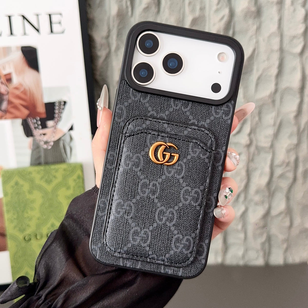 AAOO Luxuriöse Magnetische Kartenhalter Handyhülle für iPhone 12-17 Serien