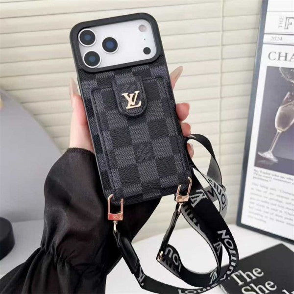 AAOO Leather Card Holder Phone Case Crossbody for iPhone 12-17 Series