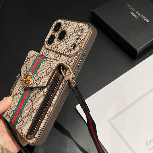 AAOO Luxury Classic iPhone Case With Card Holder And Strap