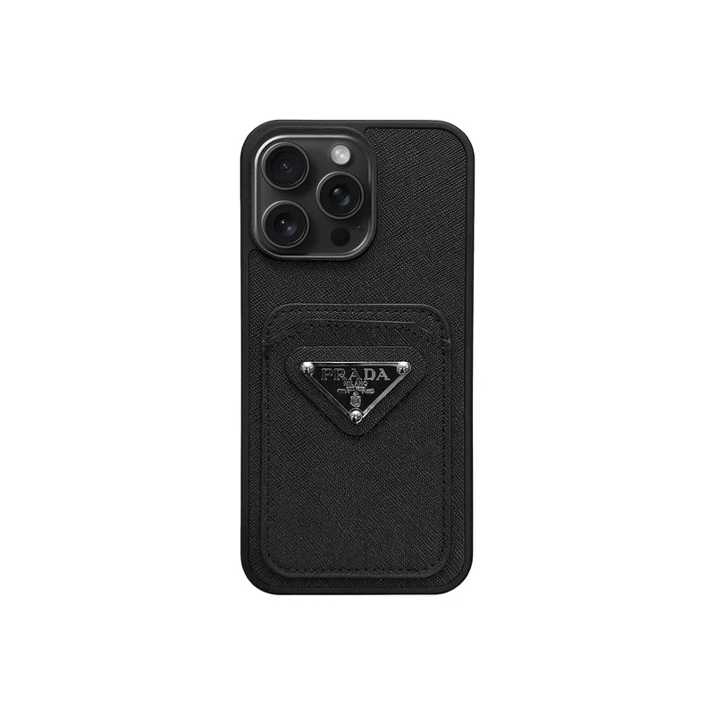 AAOO Luxuriöse Saffiano-Leder-Handyhülle mit Kartenfach für iPhone 12-17 Serie