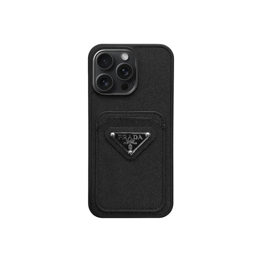 AAOO Luxury Saffiano Leather Phone Case with Card Pocket for iPhone 12-17 Series