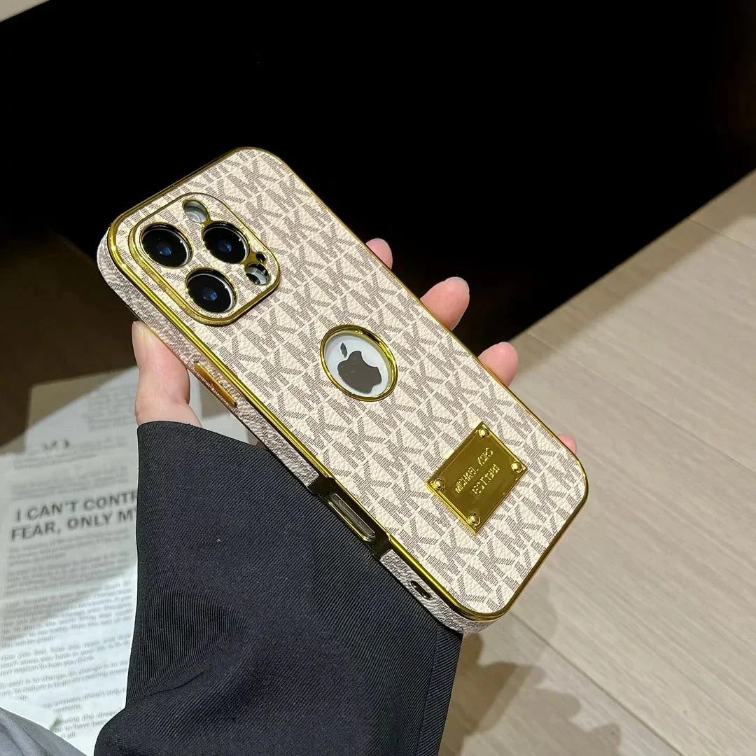 AAOO Gold Signature Canvas Leder iPhone Hülle