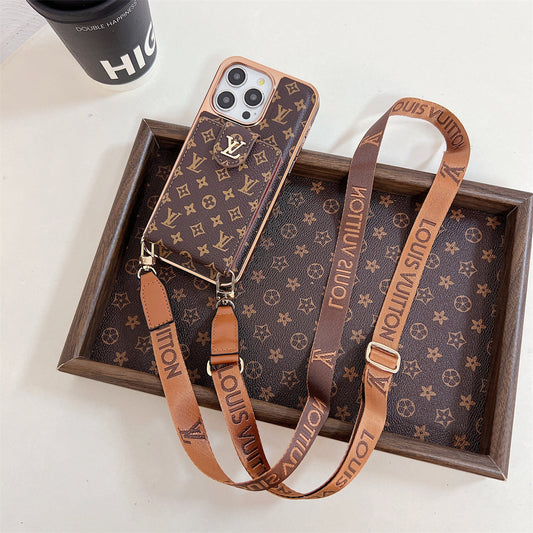 AAOO LUXURY ELECTROPLATING CARD HOLDER CROSSBODY IPHONE CASE
