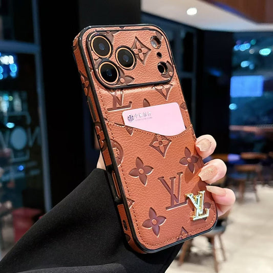 AAOO Luxury Phone Case with Card Holder For iPhone 12-17
