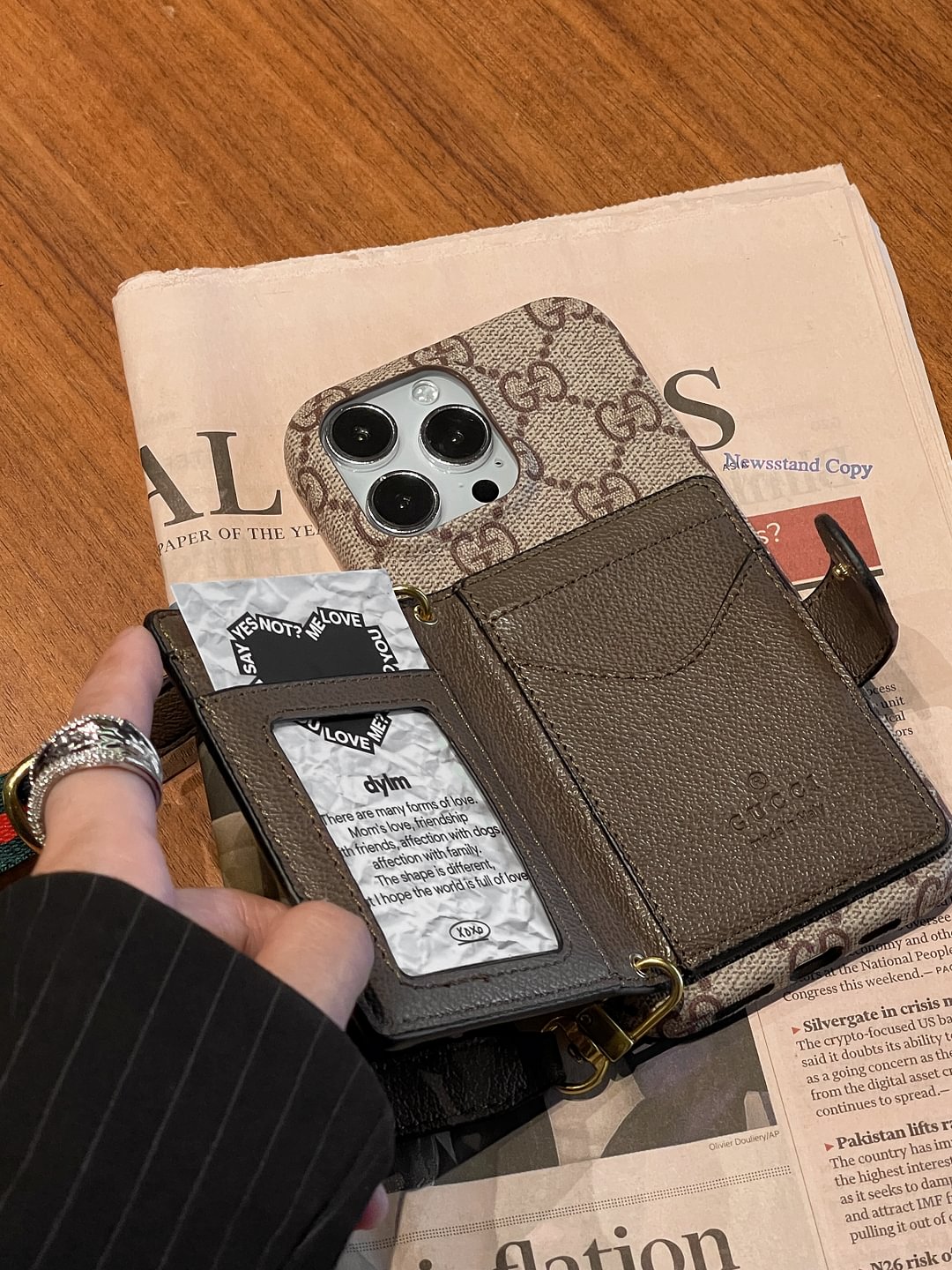 AAOO Signature Leather Wallet Crossbody iPhone Case