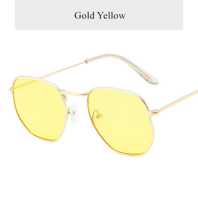 AAOO Vintage Polygon Sunglasses Women Men Metal Frame Sun Glasses Ladies UV400 Female Luxury Polygonal Sunglass Male