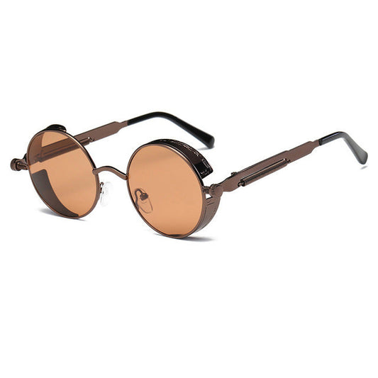 AAOO Metal Round Steampunk Sunglasses Men Women Fashion Glasses Retro Frame Vintage Sunglasses High Quality UV400