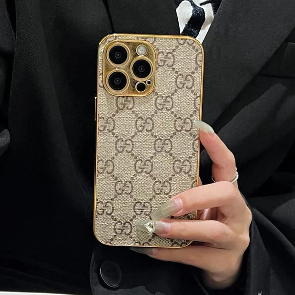 AAOO NEUES DESIGN WEICHE LUXUS-IPHONE-HÜLLE MIT GOLDENEM RAND