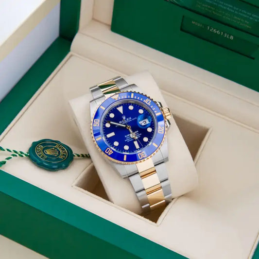 AAOO Submariner Date 41 mm Bicolor-Uhr mit blauem Zifferblatt