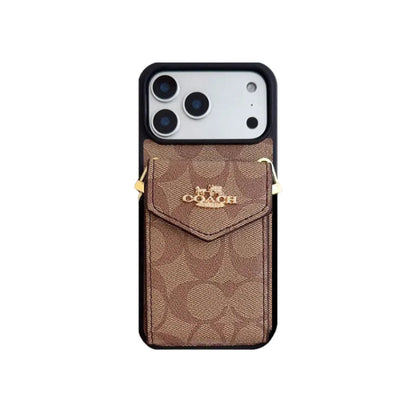 AAOO Luxury Accordion Card Holder Leather Crossbody Apple iPhone Case