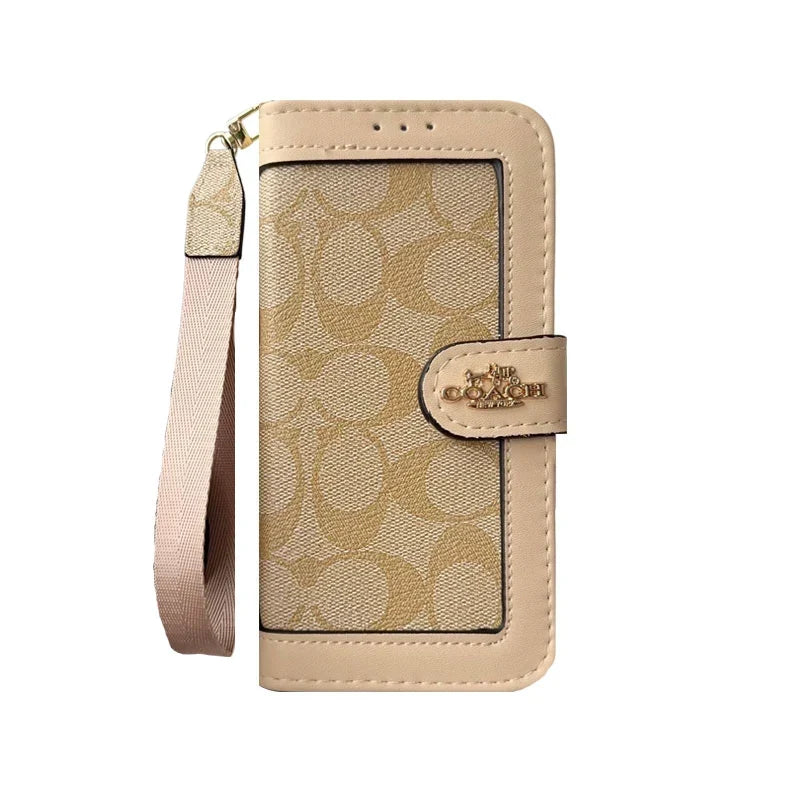 AAOO Luxuriöse Canvas Wallet Handyhülle für iPhone 12-17 mit abnehmbarer Handschlaufe & Kartenhalter