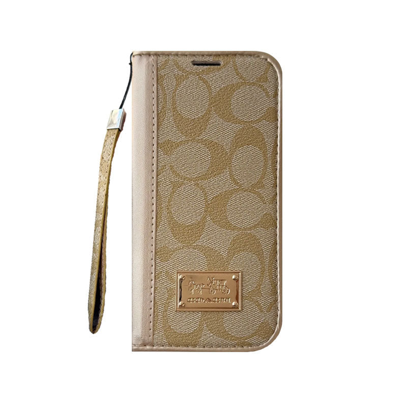 AAOO Leather Fold iPhone Case With Wallet And Strap