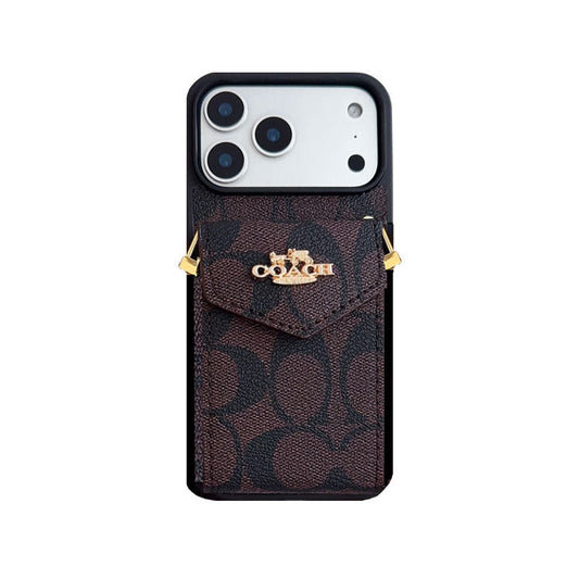 AAOO Luxury Accordion Card Holder Leather Crossbody Apple iPhone Case