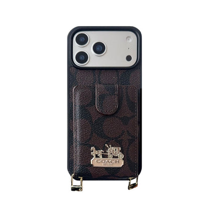 AAOO Leather iPhone Case With Wallet And Strap