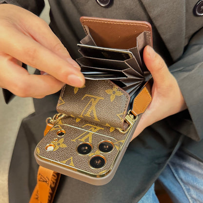 AAOO Premium Leather iPhone Case With Wallet And Crossbody Strap