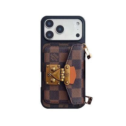 AAOO Luxuriöse iPhone-Lederhülle mit Kartenhalter und Umhängeband