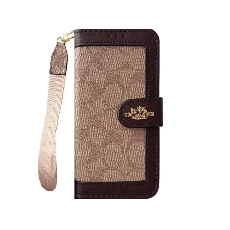 AAOO Luxuriöse Canvas Wallet Handyhülle für iPhone 12-17 mit abnehmbarer Handschlaufe & Kartenhalter