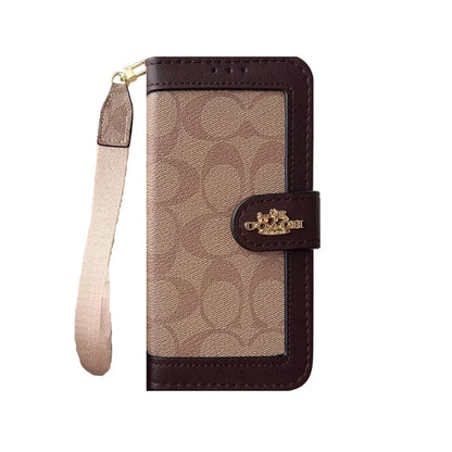 AAOO Luxuriöse Canvas Wallet Handyhülle für iPhone 12-17 mit abnehmbarer Handschlaufe & Kartenhalter