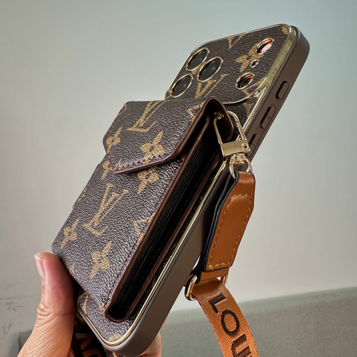 AAOO Premium Leather iPhone Case With Wallet And Crossbody Strap