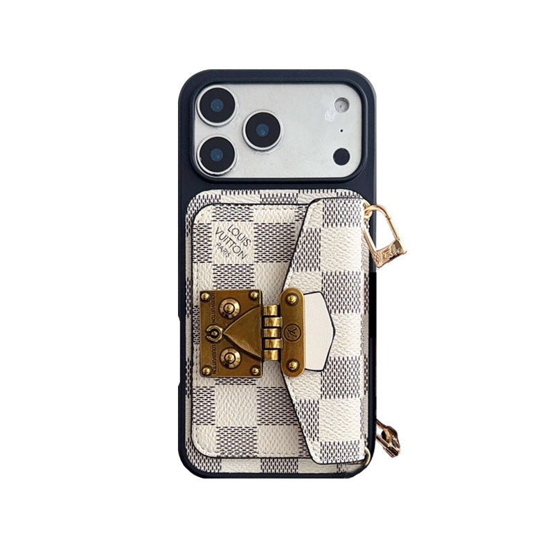 AAOO Luxuriöse iPhone-Lederhülle mit Kartenhalter und Umhängeband