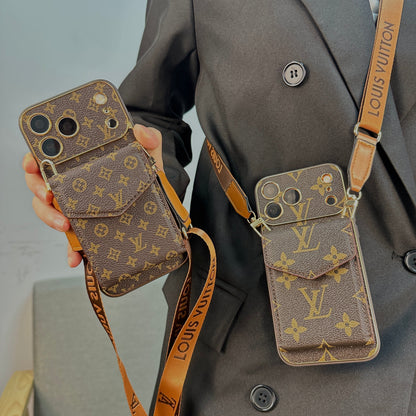 AAOO Premium Leather iPhone Case With Wallet And Crossbody Strap