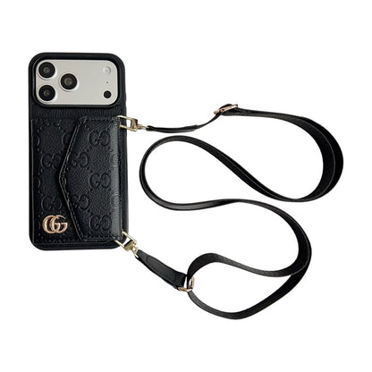 AAOO Luxuriöse einfarbige Leder-Crossbody-Brieftaschen-Handyhülle für iPhone 12-17