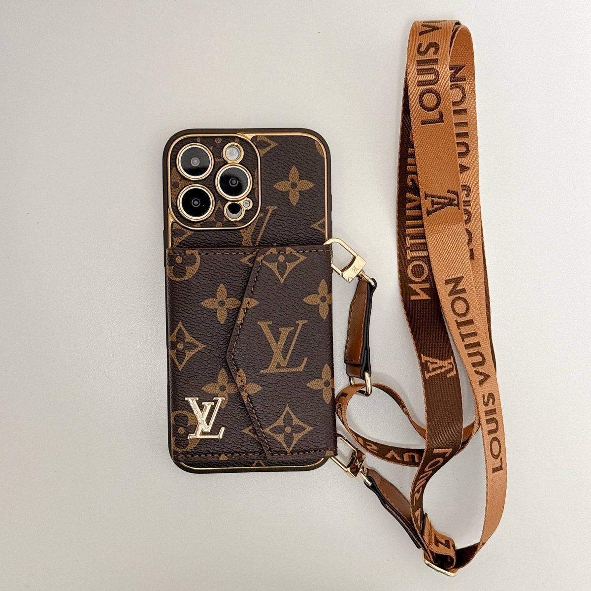 AAOO Luxury Canvas Leather Card Holder iPhone Case