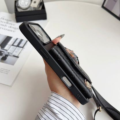 AAOO Luxuriöse einfarbige Leder-Crossbody-Brieftaschen-Handyhülle für iPhone 12-17