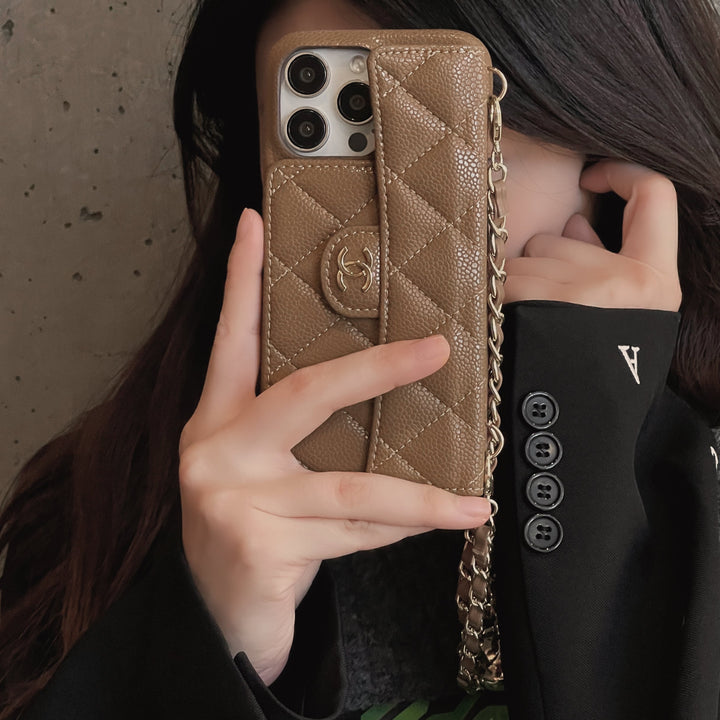 AAOO Premium Quilted Leather Crossbody Wallet Phone Case for iPhone 12 17 Series