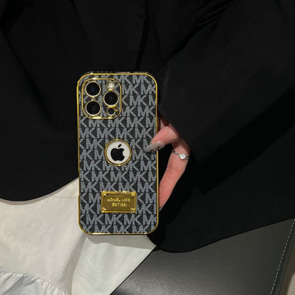 AAOO Gold Signature Canvas Leder iPhone Hülle