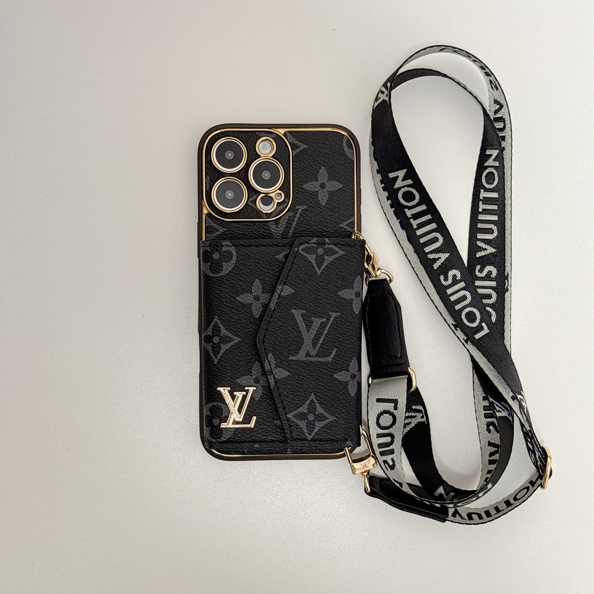 AAOO Luxury Canvas Leather Card Holder iPhone Case