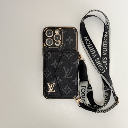 AAOO Luxury Canvas Leather Card Holder iPhone Case