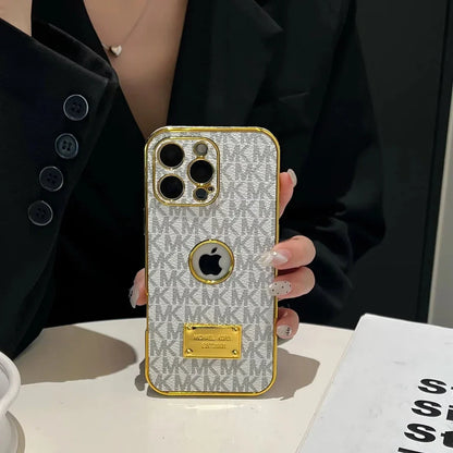 AAOO Gold Signature Canvas Leder iPhone Hülle