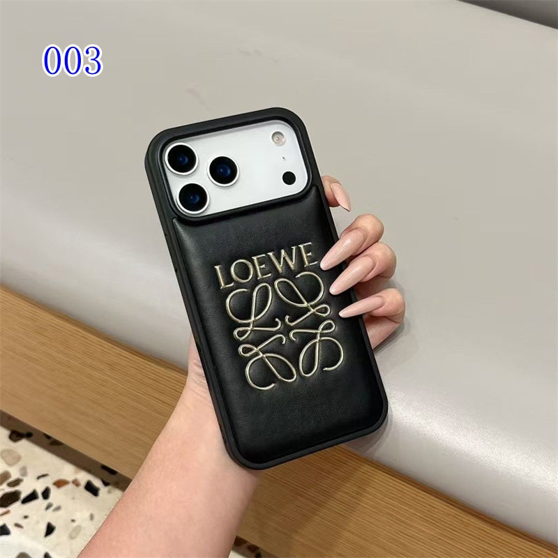 AAOO Luxury -Inspired Leather iPhone Case with Embossed Anagram