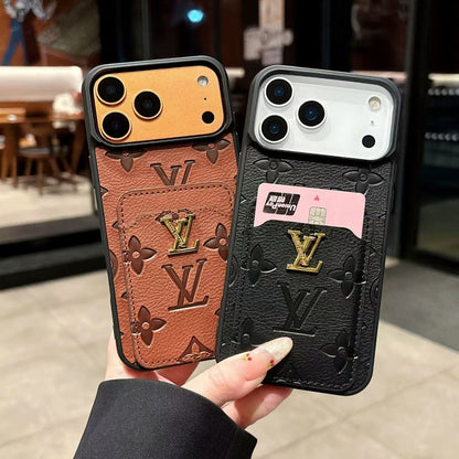 AAOO Premium Textured Phone Case with Integrated Card Slot for iPhone 12-17 Series