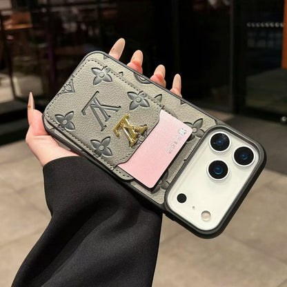AAOO Premium Textured Phone Case with Integrated Card Slot for iPhone 12-17 Series