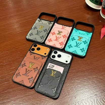 AAOO Premium Textured Phone Case with Integrated Card Slot for iPhone 12-17 Series