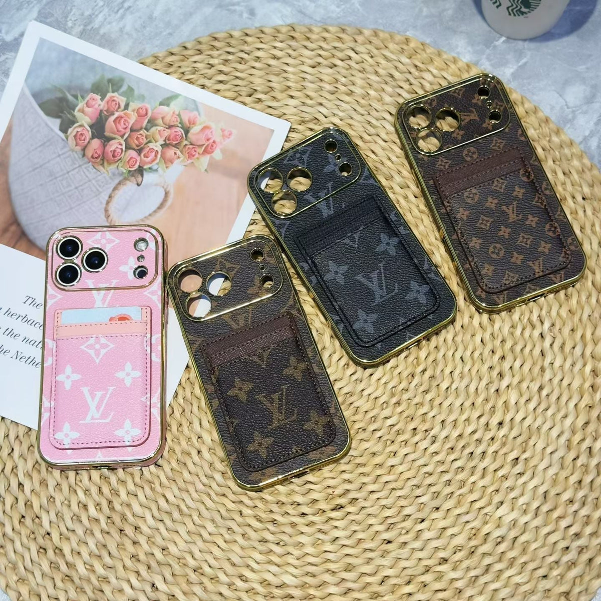 AAOO Luxus-Handyhülle mit Kartenhalter für iPhone 12-17 Serie